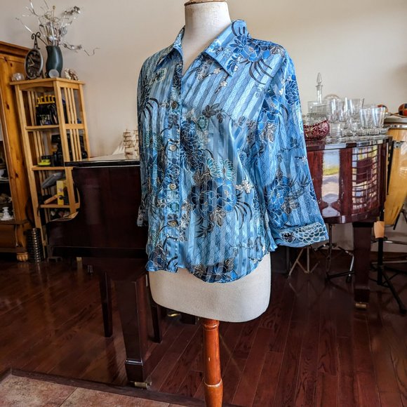 c.b. collections button-up blouse  SZ PL - Picture 5 of 16